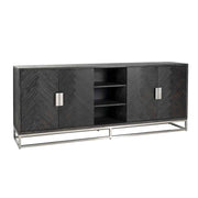 Dressoir Blackbone silver 4-deuren + open vak (Black rustic)