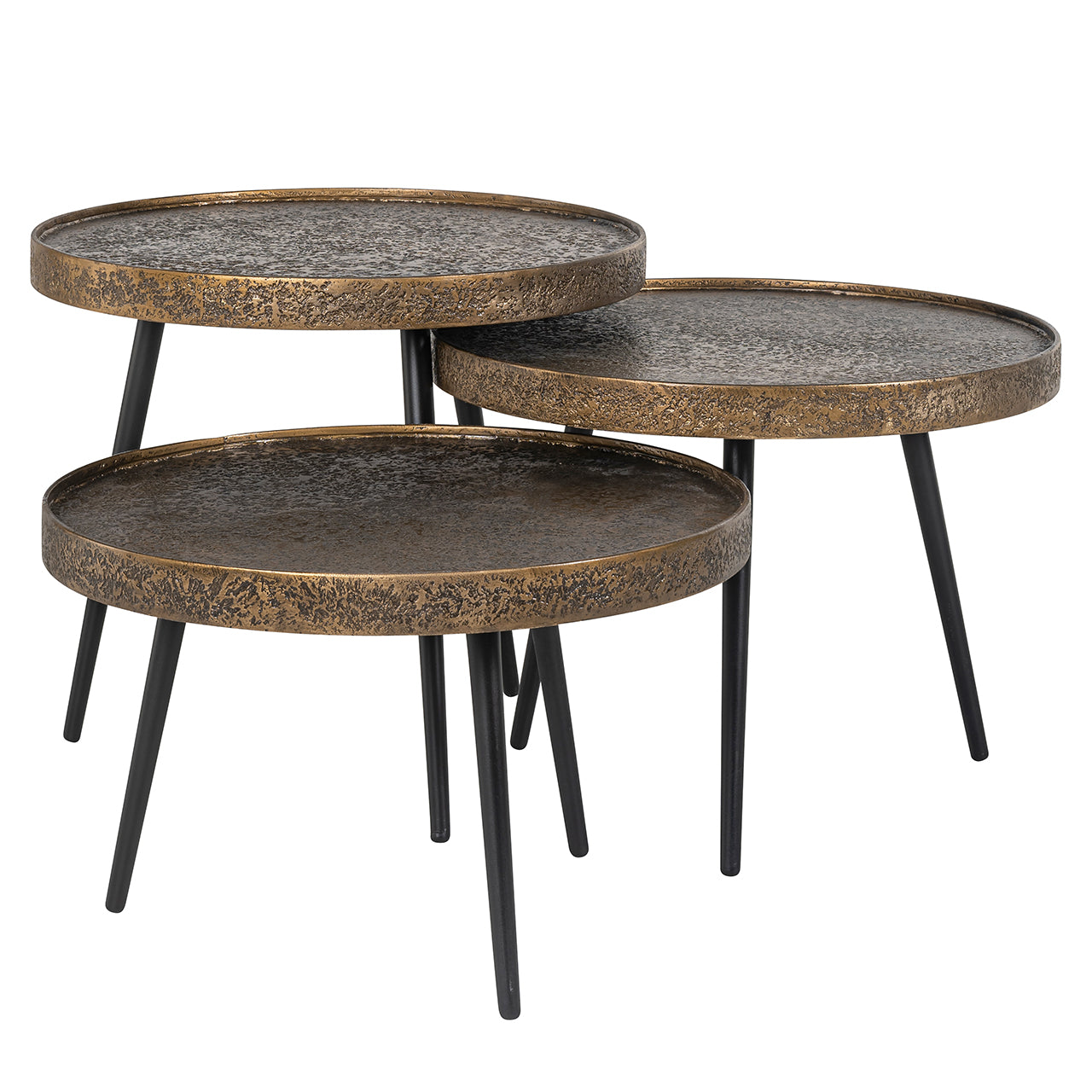 Salontafel Luton set van 3 (Black/gold)